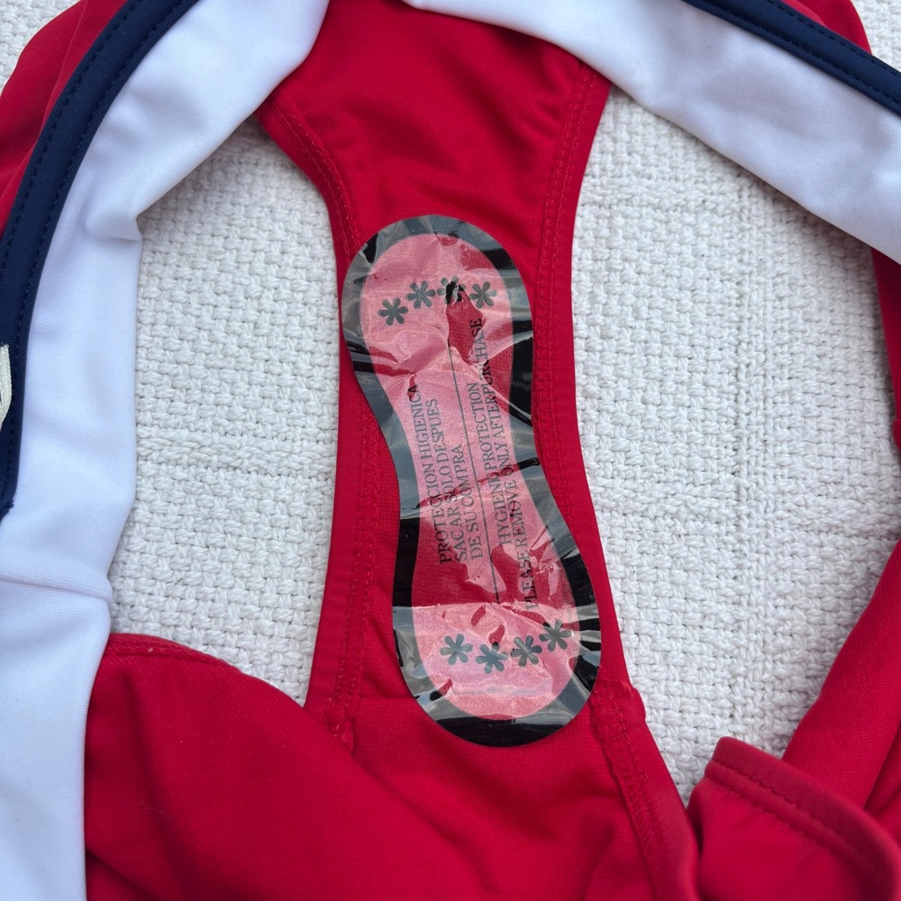 Women's XL Y2K US POLO ASSN‎ Red White Blue Preppy High Waisted Bikini Bottoms - Picture 6 of 6